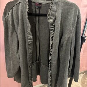 Torrid Charcoal Ruffle Open Cardigan